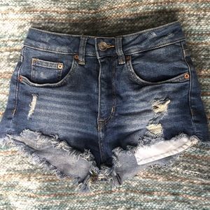 high waisted, jean, short shorts